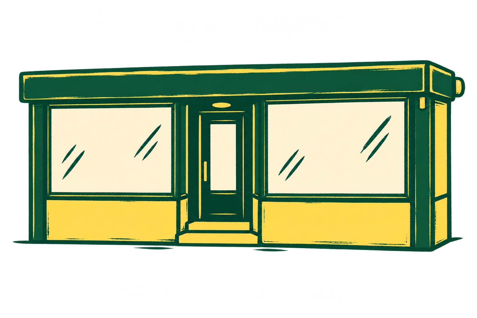 Custom illustration of Formosa’s Bushwick storefront with its green awning and yellow facade